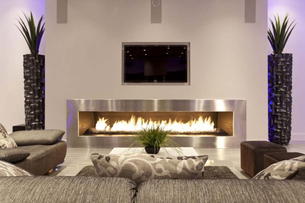 Modern Metal Mantle Fireplace